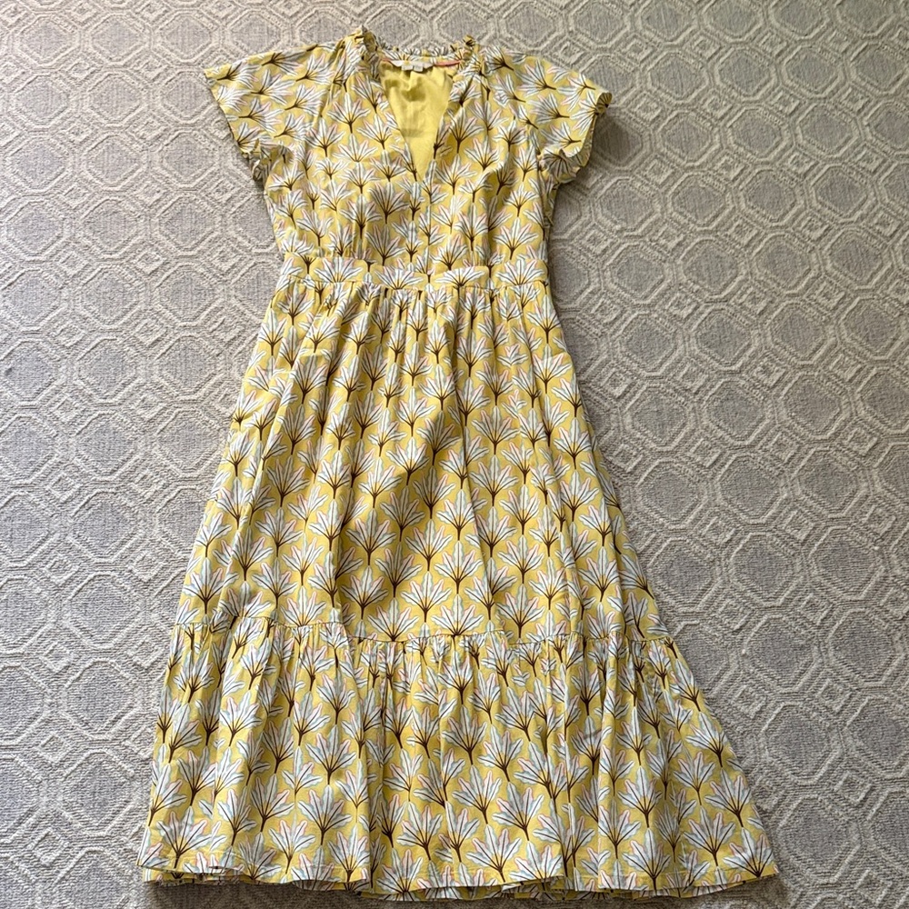 Yellow Floral V-Neck Maxi Dress